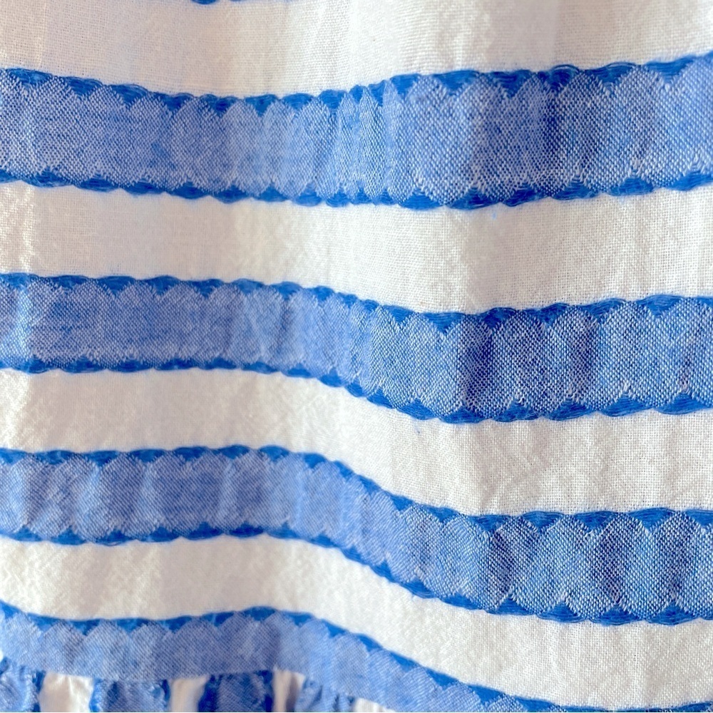 Anthropologie Maeve Seersucker Striped Off-shoulder Peplum blouse Cotton S - Picture 6 of 6